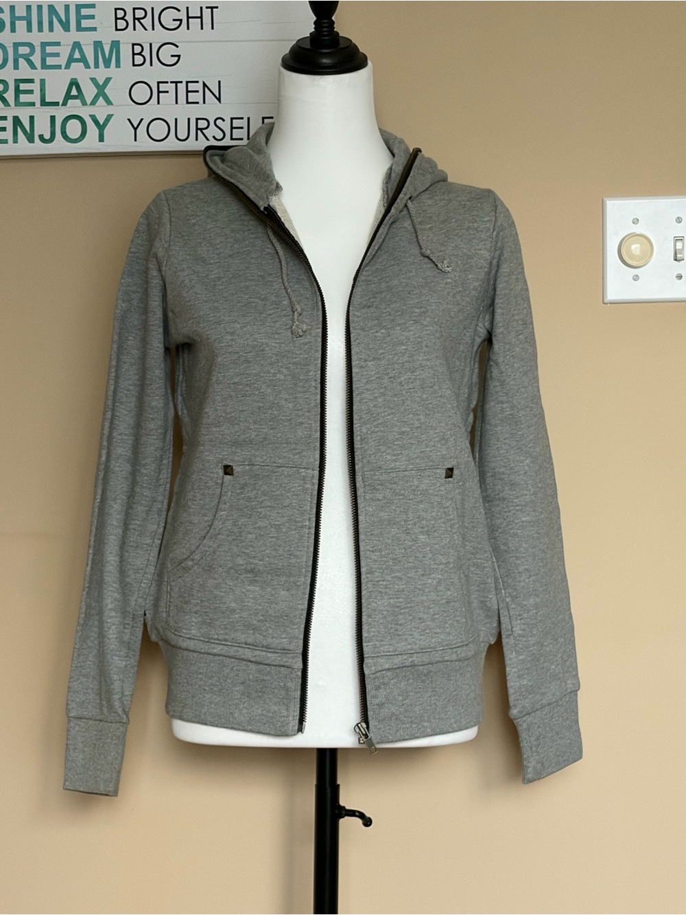Women Grey Sequin Skull Hoodie Jacket
